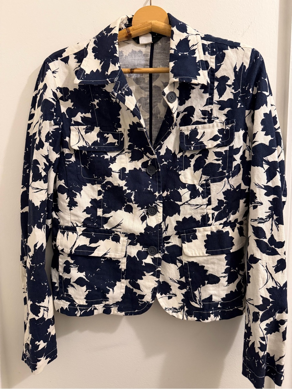 J Crew Black & White Floral Jacket